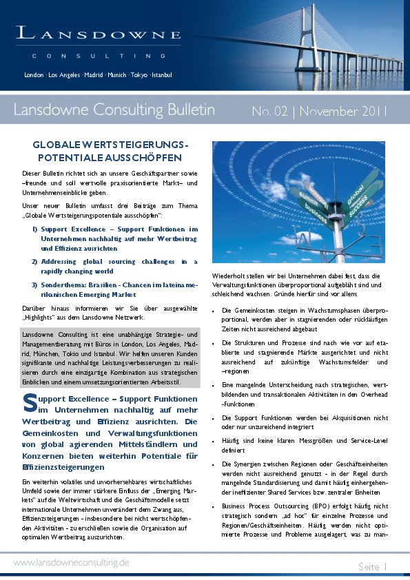 Lansdowne Releases November Bulletin: Tap The Full Potential Of Global Value Creation